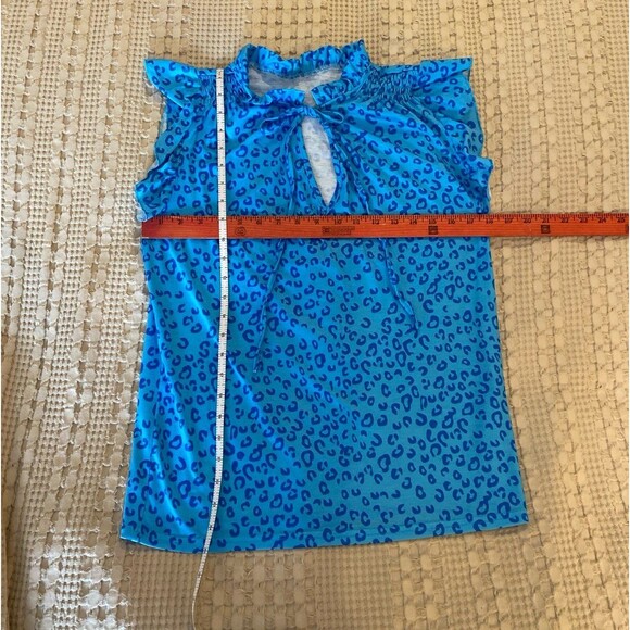 Bundle 2 Blouses Womens Sz Medium Blue Cheetah Print T Shirt Red White Blue Top - Picture 7 of 12